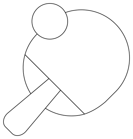 Table Tennis Racket And Ball Coloring Page